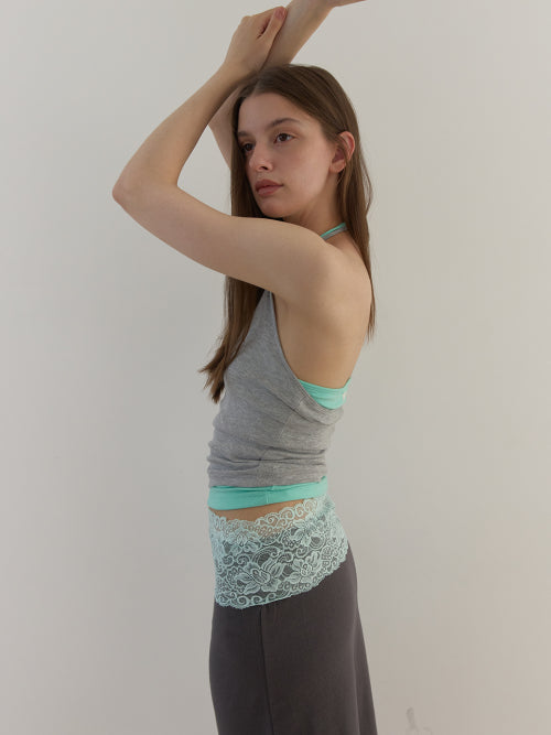 LACE WAIST SKIRT - 3 COLORS CHARCOAL