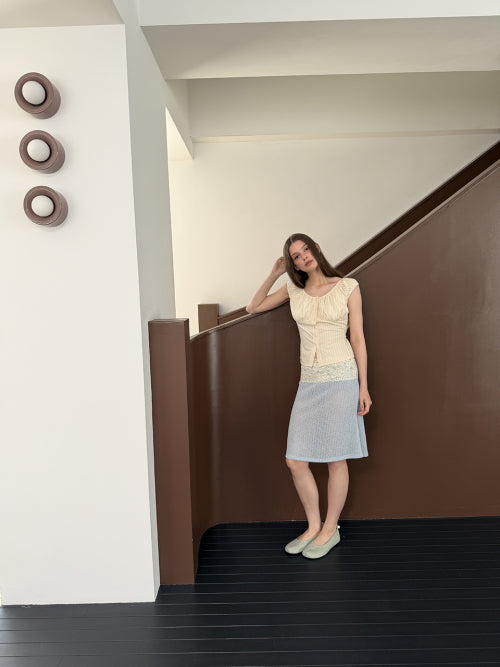 LACE WAIST SKIRT - 3 COLORS SKY BLUE