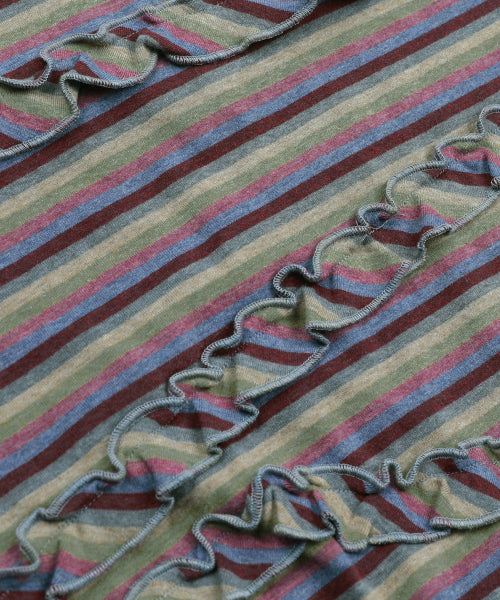 STRIPE FRILL BALLOON PANTS - 3 COLORS PURPLE