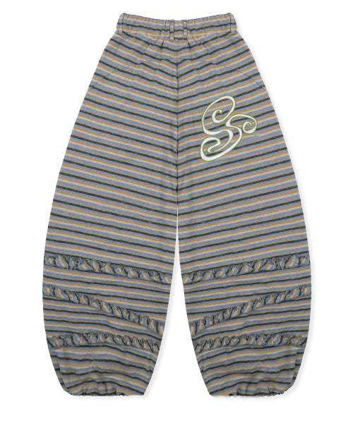 STRIPE FRILL BALLOON PANTS - 3 COLORS BLUE