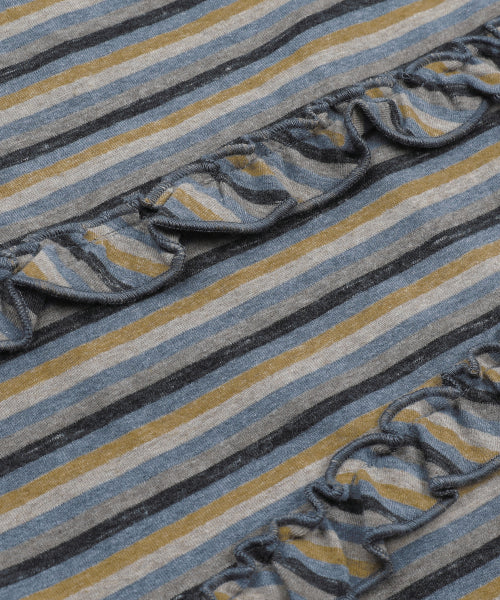 STRIPE FRILL BALLOON PANTS - 3 COLORS BLUE
