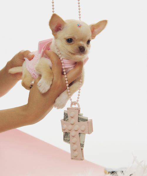 CROSS STUD STRAP WALLET - 2 COLORS BABY PINK