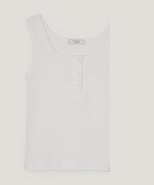 RIBBED BUTTON SLEEVELESS - 4 COLORS IVORY