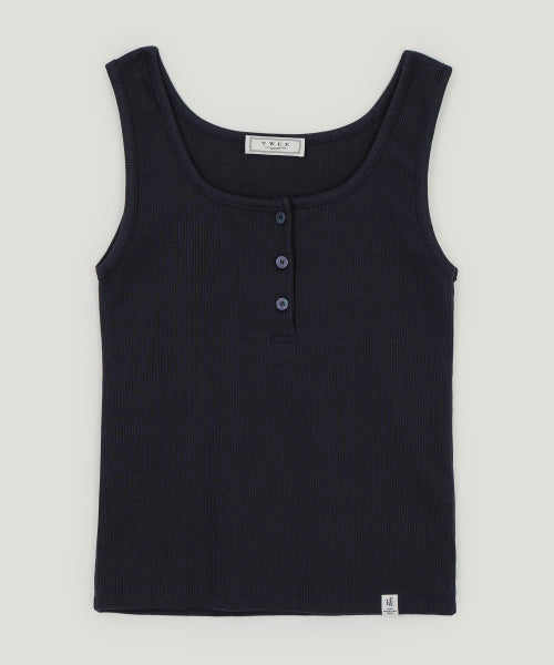 RIBBED BUTTON SLEEVELESS - 4 COLORS IVORY