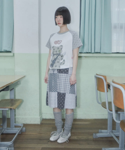 DOT CAT CROP TEE - 2 COLORS