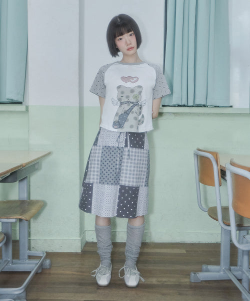 DOT CAT CROP TEE - 2 COLORS