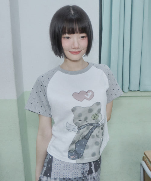 DOT CAT CROP TEE - 2 COLORS