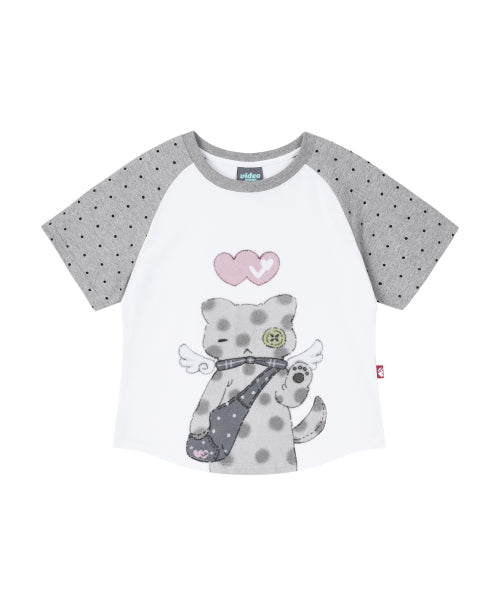 DOT CAT CROP TEE - 2 COLORS
