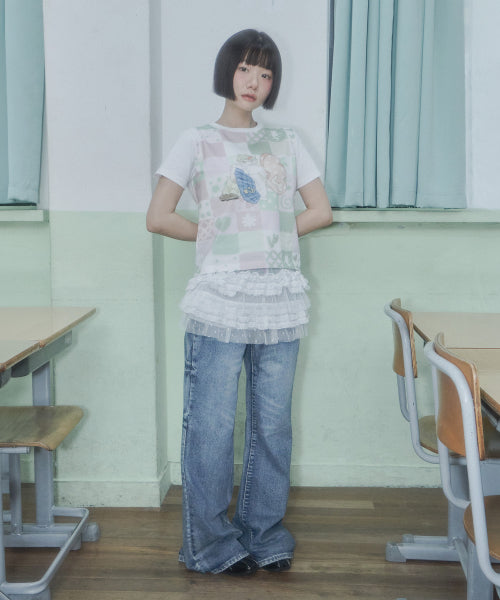 PATCHWORK PRINT TEE - 2 COLORS