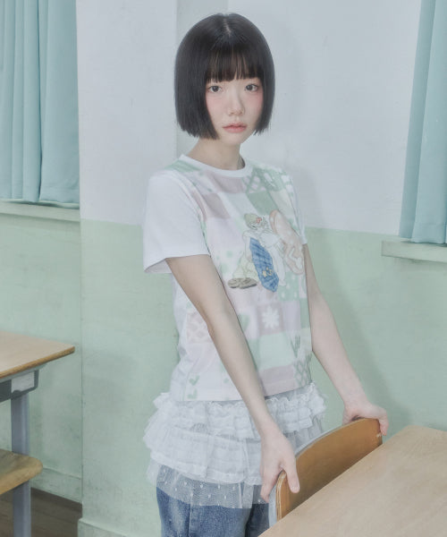 PATCHWORK PRINT TEE - 2 COLORS