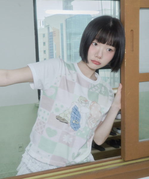 PATCHWORK PRINT TEE - 2 COLORS