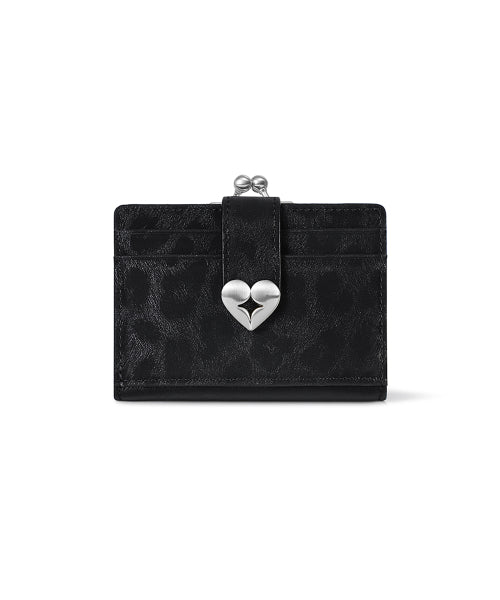 HEARTY FRAME BRIDGE WALLET LEOPARD BLACK