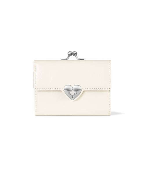 CRINKLE HEARTY FRAME WALLET VANILLA - 2 COLORS AS SHOWN