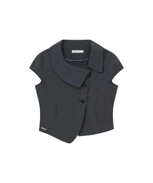 CROP ROUND COLLAR JACKET #REI同款! - 2 COLORS CHARCOAL