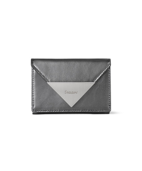 CRINKLE TRIANGLE TRIPLE WALLET METAL GREY