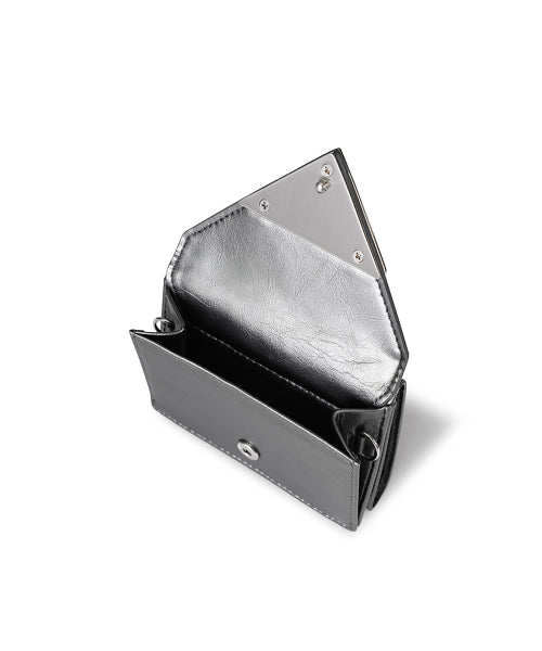 CRINKLE TRIANGLE TRIPLE WALLET METAL GREY