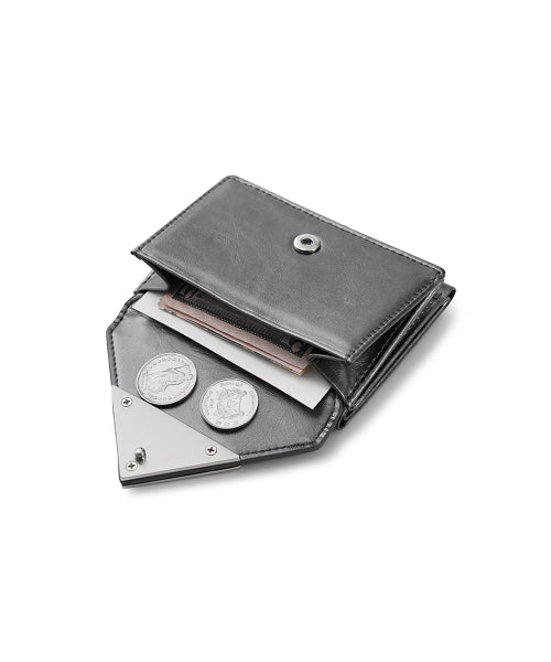 CRINKLE TRIANGLE TRIPLE WALLET METAL GREY