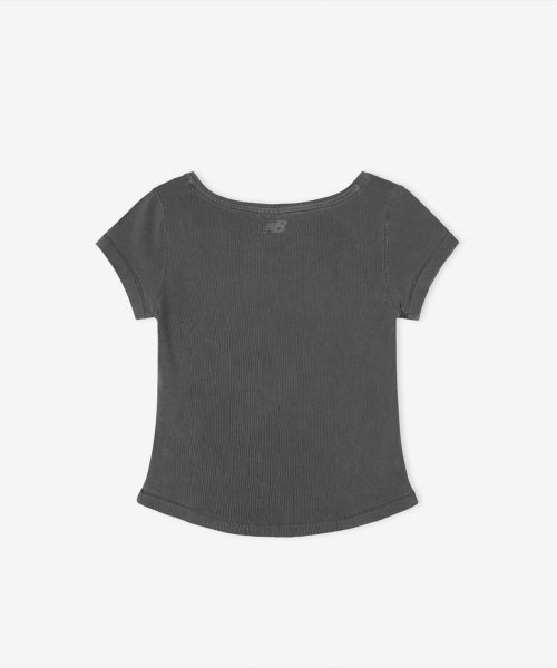 WOMEN FITTED SQUARE NECK CAP SLEEVE TEE - 3 COLORS D/CHARCOAL