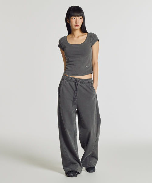 WOMEN FITTED SQUARE NECK CAP SLEEVE TEE - 3 COLORS D/CHARCOAL