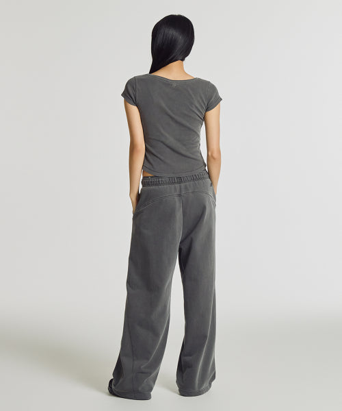 WOMEN FITTED SQUARE NECK CAP SLEEVE TEE - 3 COLORS D/CHARCOAL