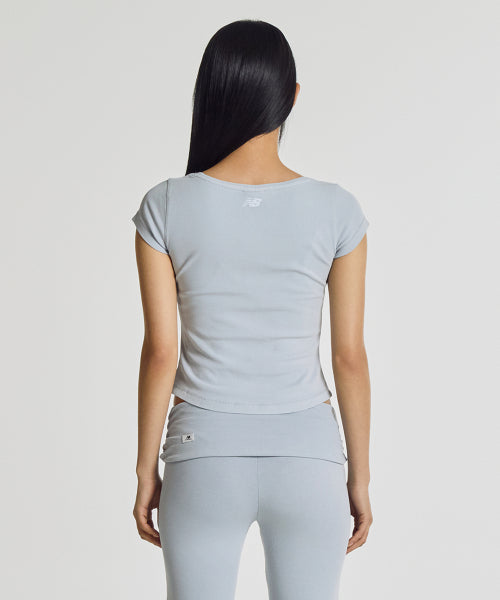 WOMEN FITTED SQUARE NECK CAP SLEEVE TEE - 3 COLORS D/BLUE