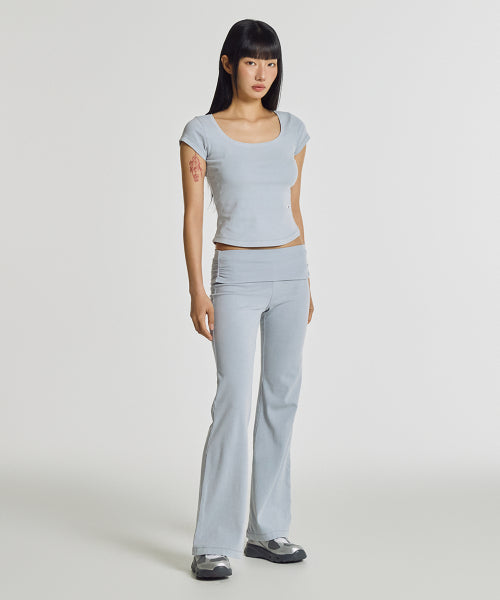 WOMEN FITTED SQUARE NECK CAP SLEEVE TEE - 3 COLORS D/BLUE
