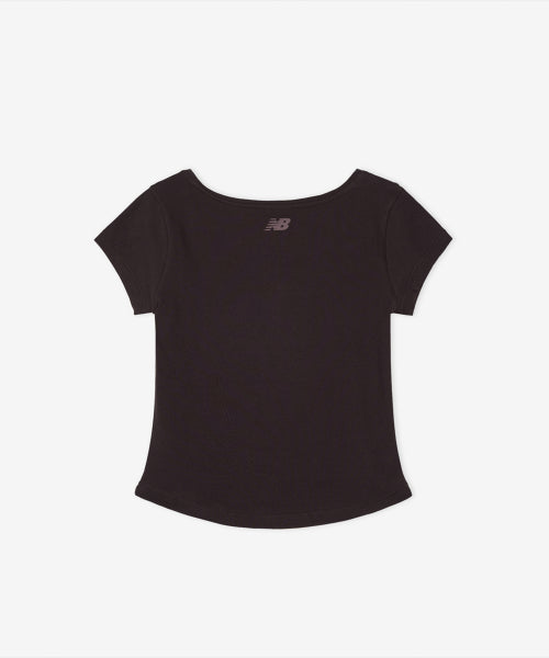 WOMEN FITTED SQUARE NECK CAP SLEEVE TEE - 3 COLORS BROWN