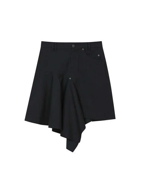 ONE SIDE DRAPED MIDI SKIRT #REI同款! - 2 COLORS BLACK