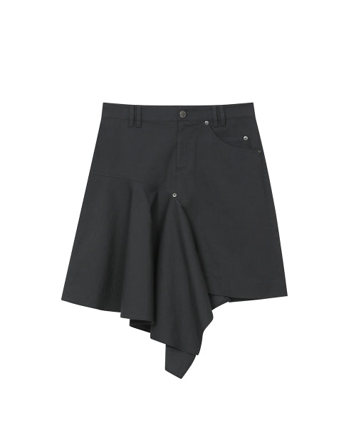 ONE SIDE DRAPED MIDI SKIRT #REI同款! - 2 COLORS CHARCOAL