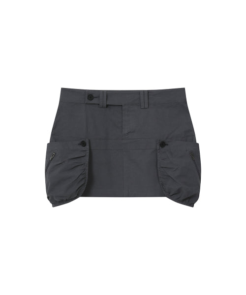 SHIRRING POCKET MINI SKIRT #REI同款! - 2 COLORS CHARCOAL