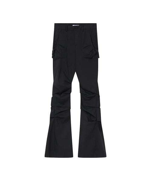 SHIRRING POCKET BOOTSCUT PANTS #REI同款! - 2 COLORS BLACK