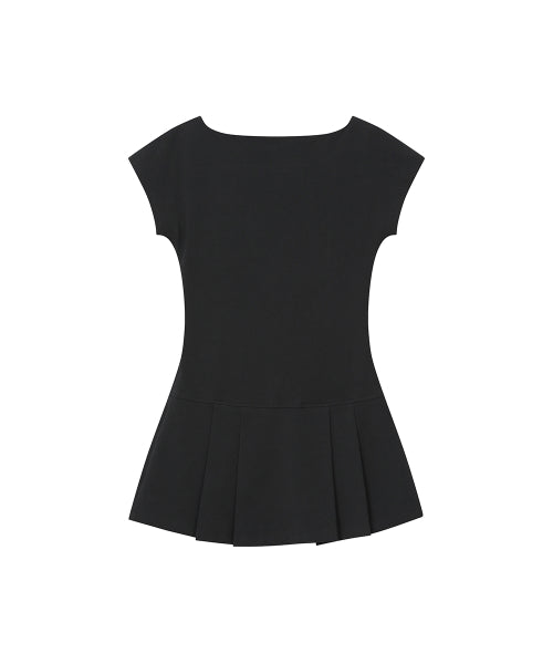 PLEATS BUTTON MINI ONEPIECE #REI同款! - 2 COLORS BLACK