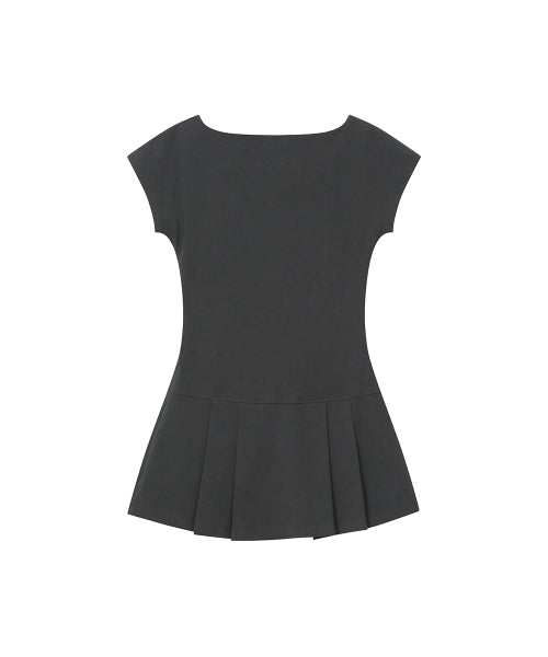 PLEATS BUTTON MINI ONEPIECE #REI同款! - 2 COLORS CHARCOAL