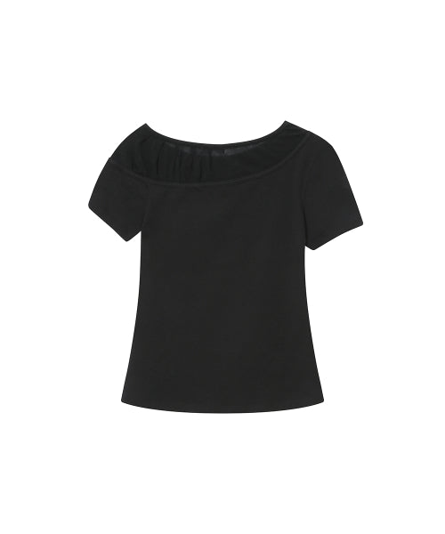SHEER SHIRRING LAYERED TOP #REI同款! - 2 COLORS BLACK