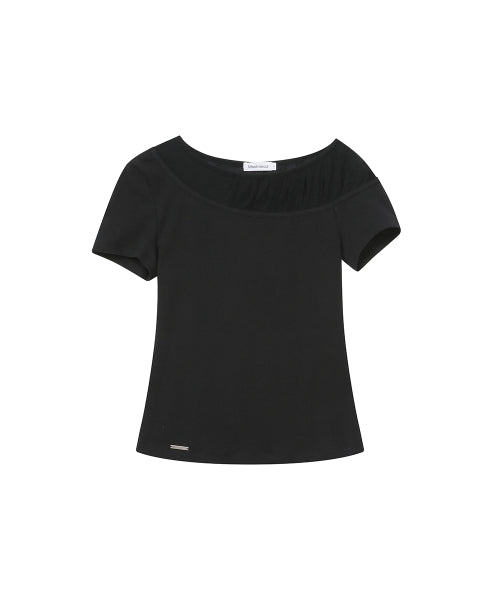 SHEER SHIRRING LAYERED TOP #REI同款! - 2 COLORS BLACK