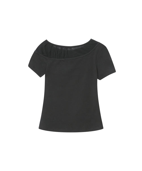 SHEER SHIRRING LAYERED TOP #REI同款! - 2 COLORS CHARCOAL