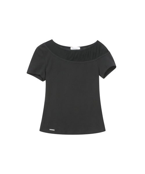 SHEER SHIRRING LAYERED TOP #REI同款! - 2 COLORS CHARCOAL