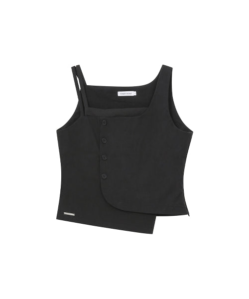LAYERED BUTTON SLEEVELESS TOP #REI同款! - 2 COLORS BLACK