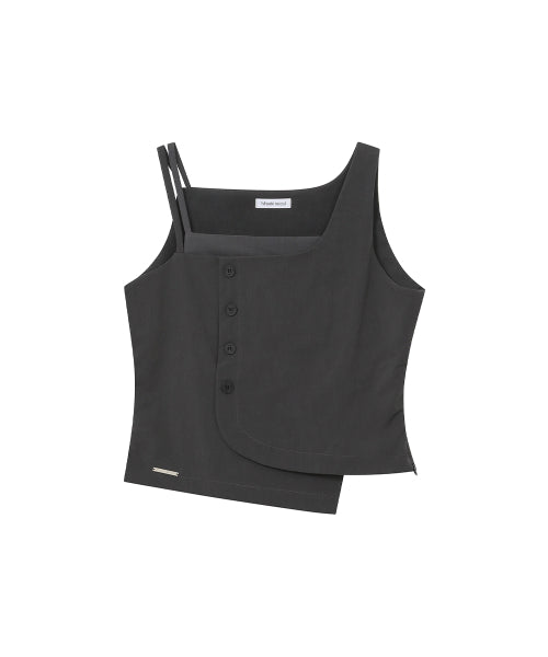 LAYERED BUTTON SLEEVELESS TOP #REI同款! - 2 COLORS CHARCOAL