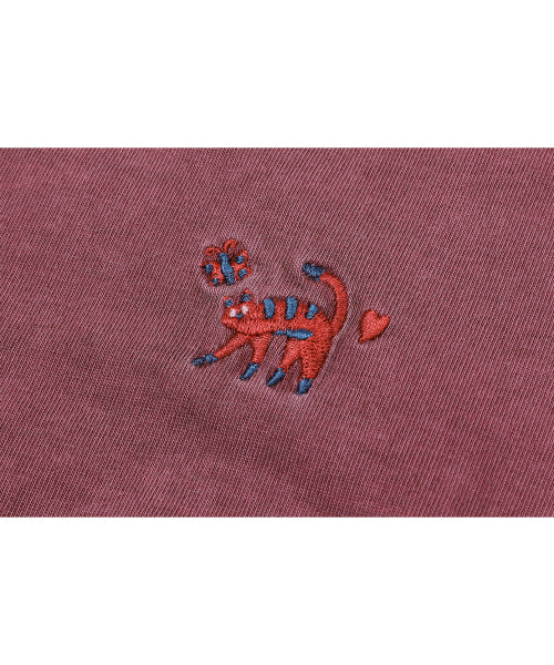 CAT STITCH PIGMENT SHORT SLEEVE TEE - 4 COLORS PINK