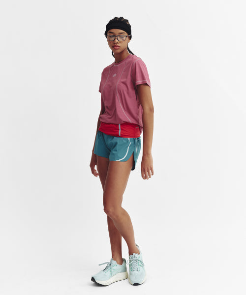 SPORTS FIT CONTRAST STITCH SHORT SLEEVE T SHIRT - 3 COLORS PINK