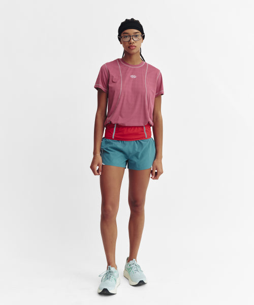SPORTS FIT CONTRAST STITCH SHORT SLEEVE T SHIRT - 3 COLORS PINK