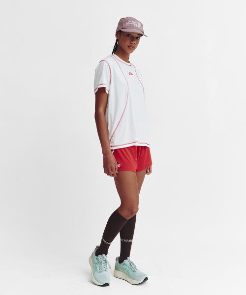 SPORTS FIT CONTRAST STITCH SHORT SLEEVE T SHIRT - 3 COLORS PINK