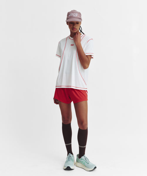 SPORTS FIT CONTRAST STITCH SHORT SLEEVE T SHIRT - 3 COLORS PINK