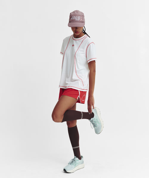 SPORTS FIT CONTRAST STITCH SHORT SLEEVE T SHIRT - 3 COLORS PINK