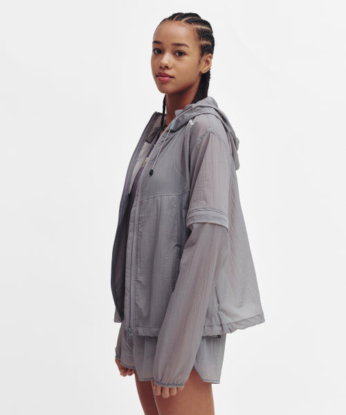 2WAY CONVERTIBLE HOOD JACKET GREY