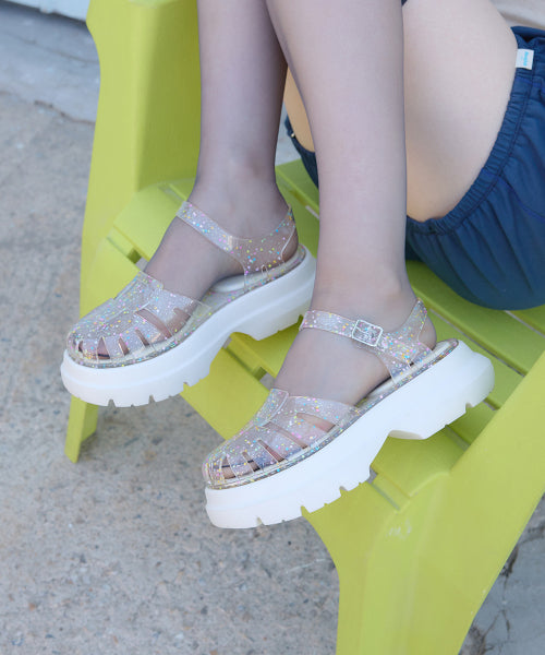 GLAIR PLATFORM FISHERMAN SANDALS - CLEAR STAR AS SHOWN