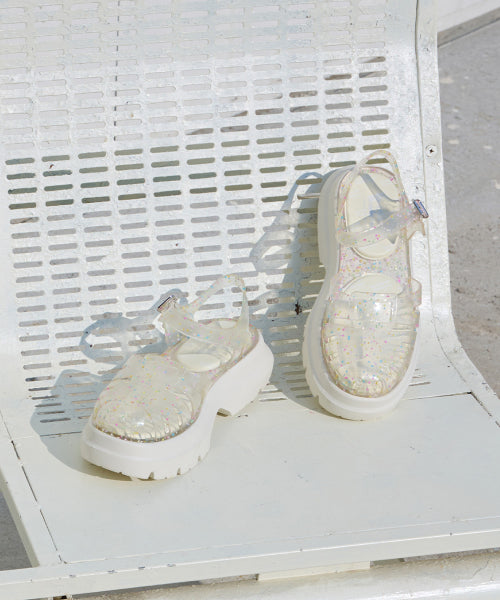 GLAIR PLATFORM FISHERMAN SANDALS - CLEAR STAR AS SHOWN