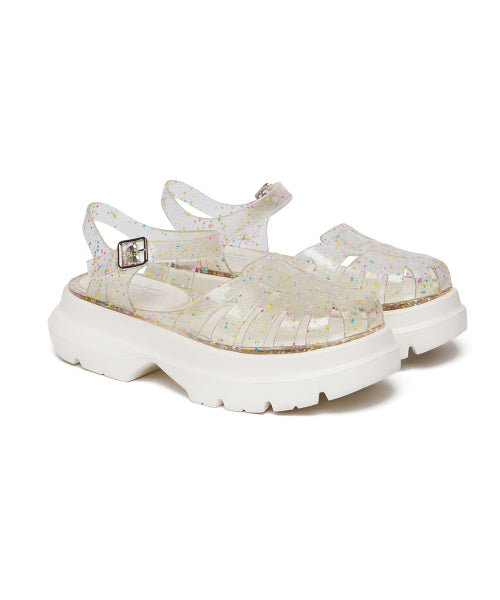 GLAIR PLATFORM FISHERMAN SANDALS - CLEAR STAR AS SHOWN