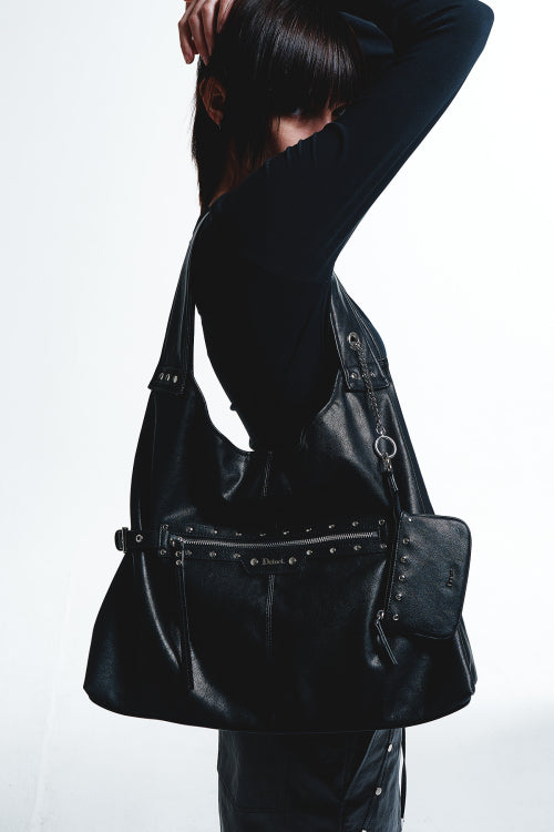 STUD DETAIL POINT POCKET BAG - 2 COLORS BLACK